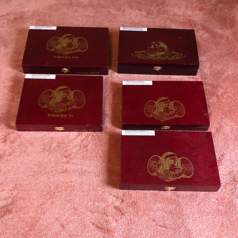 Wooden Cigar boxes.   Lot of 5